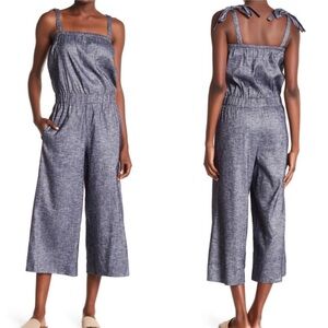 Theory Linen Blend Alavine Jumpsuit in Deep Denim Tierra Wash